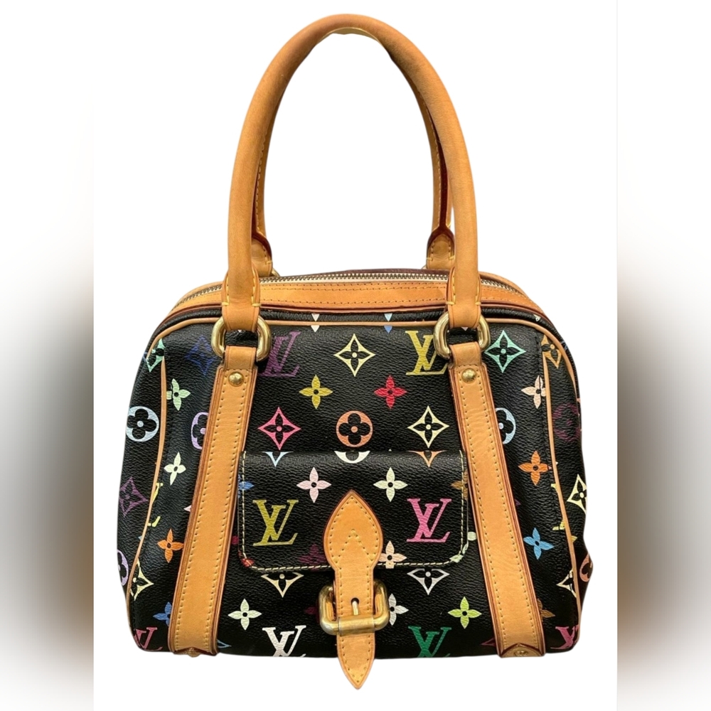 Authentic Vintage Louis Vuitton Black Multicolor Satchel